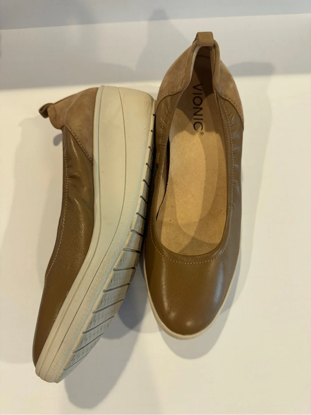 Vionic Tan Slip-On Wedges